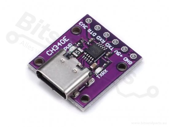 Converter USB-C naar Serieel UART CH340E breakout 3,3V/5V
